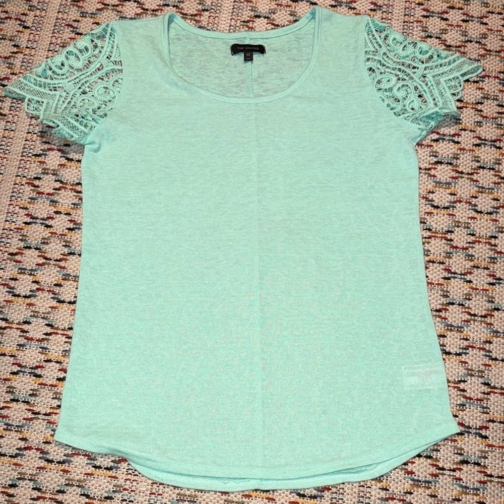 The Limited Aqua Lace Sleeve Tee